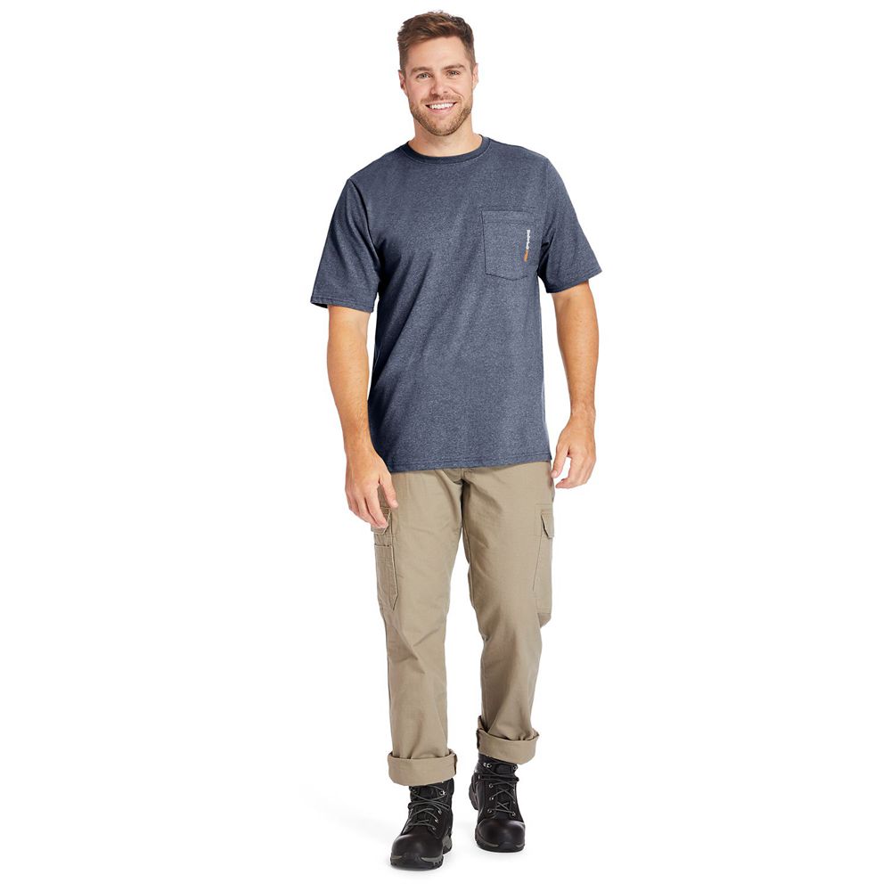 Camisetas Timberland Hombre Pro® Big & Tall Base Plate Short-Sleeve Azul Marino - Chile OCG-895403